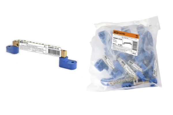 Шина "N" нулевая 6х9мм на двух угл. изоляторах 14 групп инд. стикер TDM Шина "N" нулевая 6х9мм на двух угл. изоляторах 14 групп инд. стикер TDM