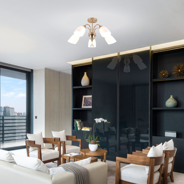 Потолочная люстра с плафонами 5*E27 40Вт золотой IP20 Ellene (30149/5 золото) Eurosvet