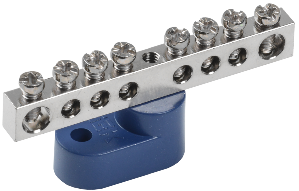 Шина N "ноль" на одном угловом изоляторе с никелевым покрытием ШНИ-6х9-8-У1-С IEK