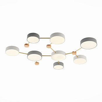 Светильник потолочный Золотистый, Светлое дерево/Белый, Серый LED 8*16,5Вт 4000К SLE600102-08 EVOLUCE