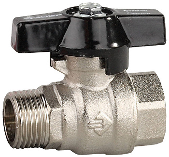 Кран шаровой полнопроходной "мама-папа", бабочка, хромиров латунь, 1" ЗУБР