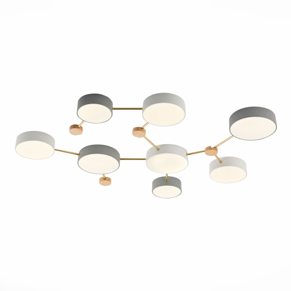 Светильник потолочный Золотистый, Светлое дерево/Белый, Серый LED 8*16,5Вт 4000К SLE600102-08 EVOLUCE