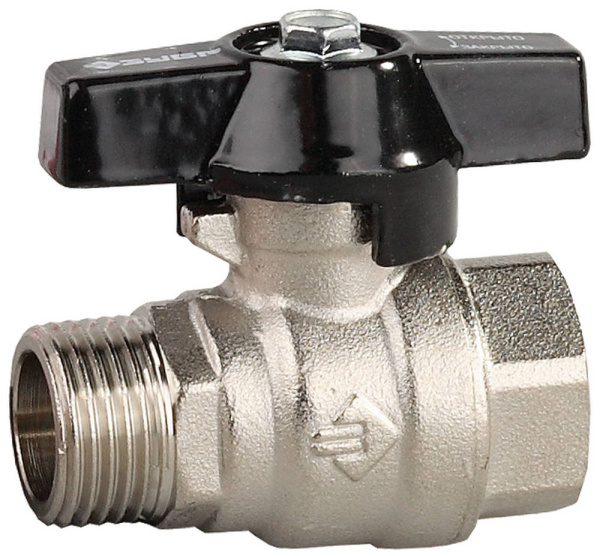 Кран шаровой полнопроходной "мама-папа", бабочка, хромиров латунь, 1" ЗУБР