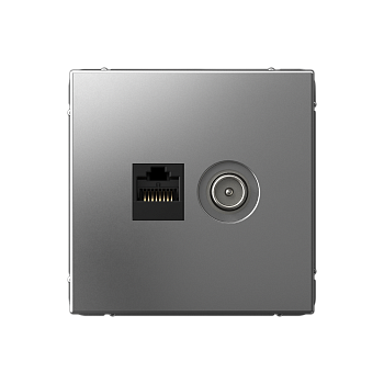 ARTGALLERY РОЗЕТКА двойная ТВ + компьютерная RJ45, кат. 5Е, СТАЛЬ Systeme Electric