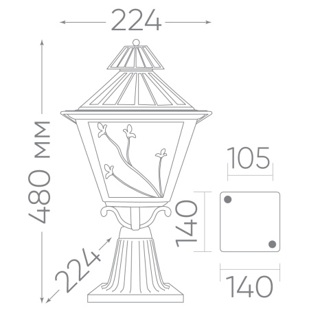 Светильник садово-парковый Feron PL634 на постамент 60W 230V E27, черное золото