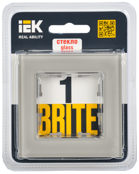 BRITE Рамка 1-мест. РУ-1-2-БрД стекло дым. IEK