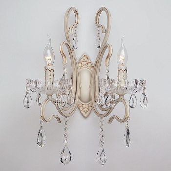 Бра с хрусталем 2*E14 40Вт белый с золотом IP20 Etna (12205/2 белый) Eurosvet