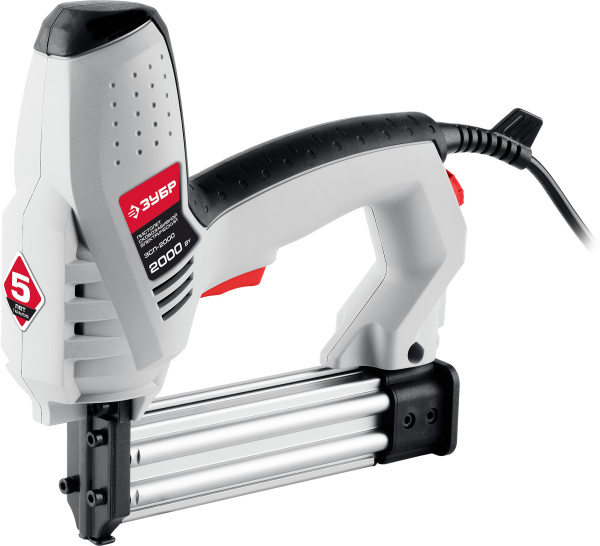 Пистолет скобозабивной (степлер), ЗСП-2000, регулятор силы удара, скоба: 15-25 мм, гвоздь: 15-30 мм, 2000 Вт ЗУБР