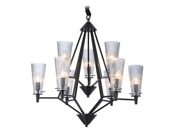 Подвесная люстра со сменной лампой TR3238/6+3 BK черный E14/9 max 40W D730*720 Ambrella Light