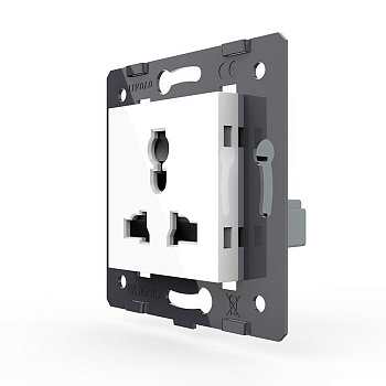 Розетка универсальная с з/з с защитными шторками 16A, цвет белый (механизм) Livolo