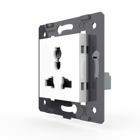 Розетка универсальная с з/з с защитными шторками 16A, цвет белый (механизм) Livolo