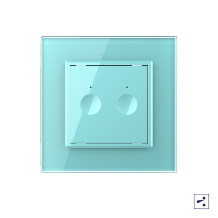 Двухклавишный проходной сенсорный выключатель Module, цвет зеленый Livolo