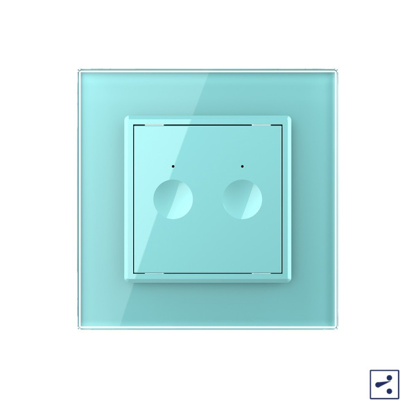 Двухклавишный проходной сенсорный выключатель Module, цвет зеленый Livolo