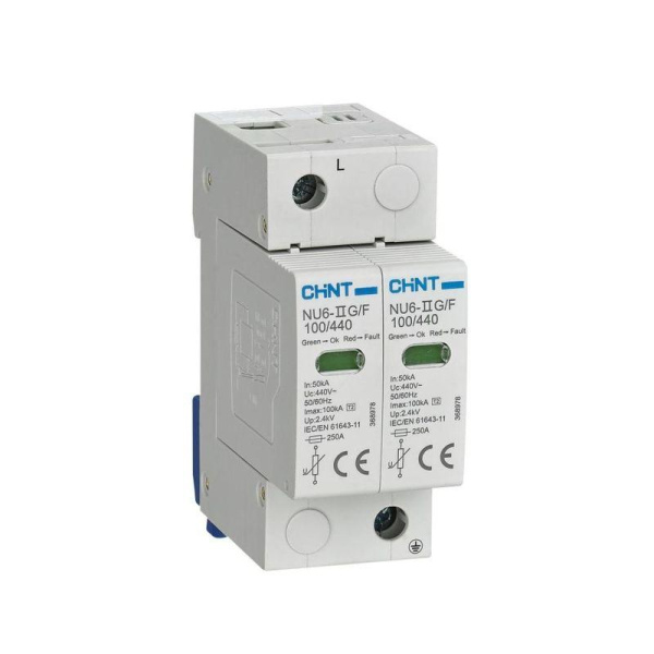 Ограничитель импульсных перенапряжений NU6-IIG 2П In=15кА Uc=440В Im=40кА CHINT