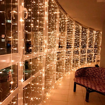 Гирлянда штора 3х3 метра 192 LED 8 режимов 220V 19,6Вт 6500К IP65 Giant4 Гирлянда штора 3х3 метра 192 LED 8 режимов 220V 19,6Вт 6500К IP65 Giant4