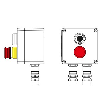 Взрывозащ. пост упр. из полиэстера CPE-P-03-(1xP1B(11)-1xP3E(11))-2xKA2MHK(C)1Ex d e IIC Т5 Gb / Ex tb IIIC T95°C Db IP66 / КЗ / ШЗ DKC