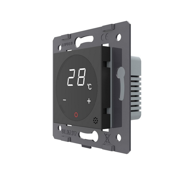 Терморегулятор пола 16А, сенсорное управление, датчик воздуха, Черный (механизм) Livolo