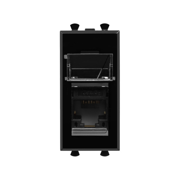 Компьютерная розетка RJ-45 модульная, кат.5е, "Avanti", "Черный квадрат", 1 модуль DKC