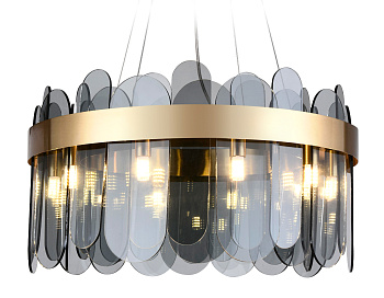 Подвесная люстра с хрусталем TR5342/10 GD/SM золото/дымчатый G9/10 max 40W D500*770 Ambrella Light