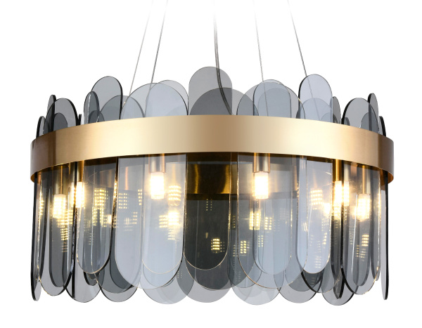 Подвесная люстра с хрусталем TR5342/10 GD/SM золото/дымчатый G9/10 max 40W D500*770 Ambrella Light