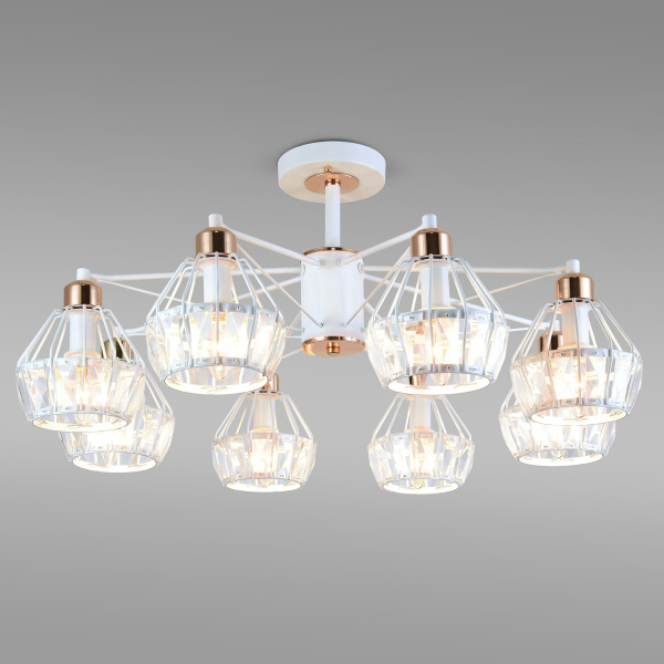 Потолочная люстра с хрусталем 8*E14 60Вт белый IP20 Lord (70075/8 белый) Eurosvet