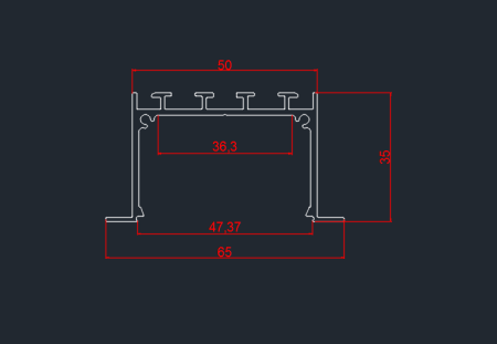 Donel Встраиваемый алюминиевый профиль 65х35х2000. Цвет: Анодированное серебро.,Серия:DN8ALE