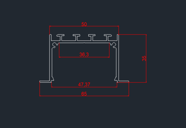 Donel Встраиваемый алюминиевый профиль 65х35х2000. Цвет: Анодированное серебро.,Серия:DN8ALE