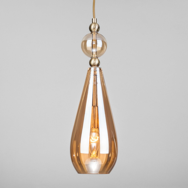 Подвесной светильник с плафоном 1*E14 40Вт античная бронза IP20 (50202/1 янтарный) Eurosvet