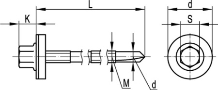 Самосверлящий самонарезающий винт с шайбой G19 5,5/6,3×185 DKC