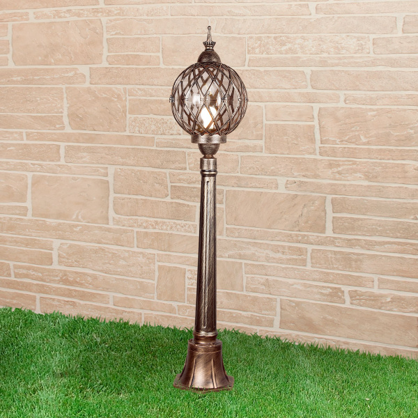 Уличный светильник на столбе 1*E27 черное золото IP44 Sirius F (a026100) Elektrostandard