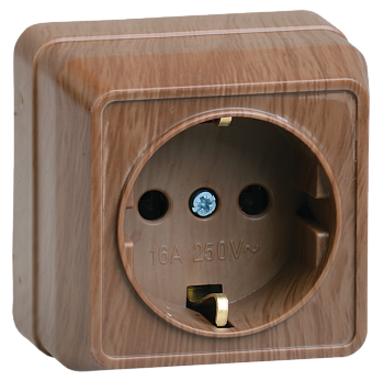 Розетка 1-местная ОУ РС20-3-ОД с з/з 16А ОКТАВА дуб IEK