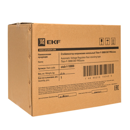 Стабилизатор напряжения напольный TITAN F-10000 PROxima EKF