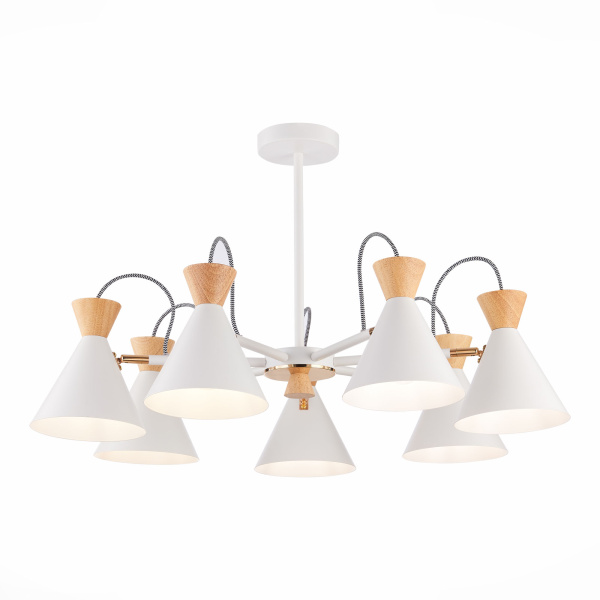 Люстра потолочная Белый, Золотистый/Белый, Светлое дерево E14 7*40Вт SLE125102-07 EVOLUCE