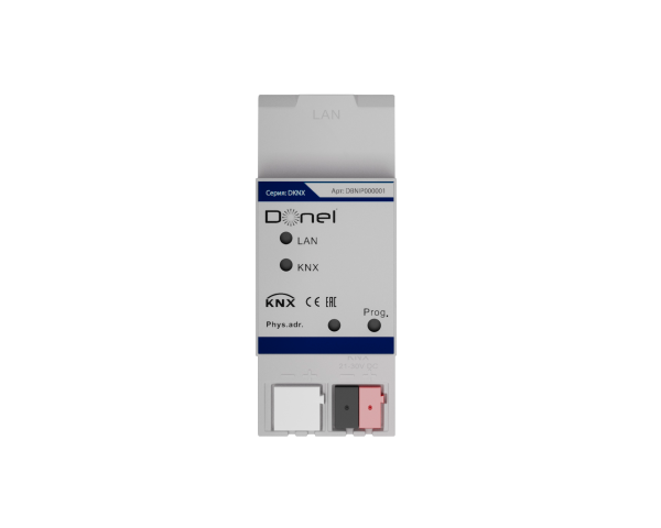 Donel KNX IP-интерфейс 1.0. Монтаж на DIN-рейку, разъем RJ45 для 10/100Base-T, сеть IEEE 802.3, Cерия DKNX