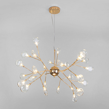 Подвесная люстра со стеклянными плафонами 27*G4 3Вт золотой IP20 Lamella (564 золото) Bogate's