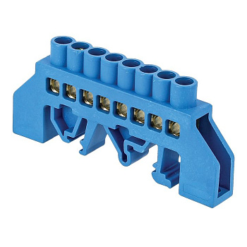 Шина "0" N (6х9мм) 8 отверстий латунь синий нейлоновый корпус комбинированный PROxima EKF