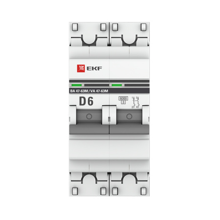 Выключатель автоматический ВА МОД 2П 6А D 6кА ВА 47-63M без теплового расцепителя PROxima EKF