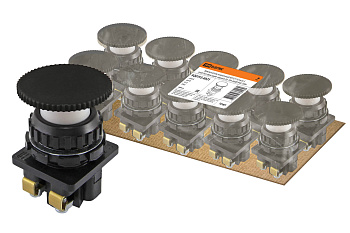 Выключатель кнопочный КЕ 021-У2-исп.3 гриб без фиксации черный 2р 10A 660B IP40 TDM