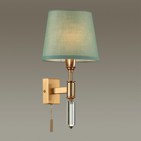 Бра с выкл.E14 1*40W LONDON бронзовый/зеленый/абажур ткань ODEON LIGHT