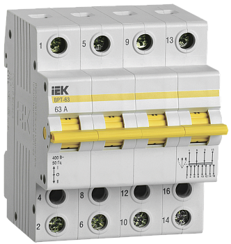 Выключатель-разъединитель трехпозиционный ВРТ-63 4P 63А IEK