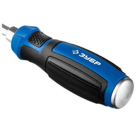 Отвертка ударная, сквозной Cr-V стержень, SL8 x 150 мм, усилитель под ключ, магнитный наконечник, двухкомп. рукоятка, Профессионал, "УДАРНИК" ЗУБР