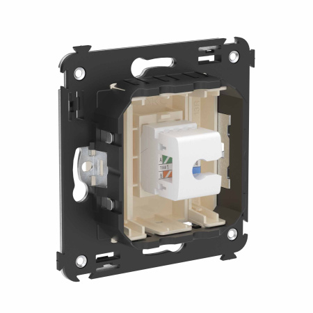 Телефонная розетка RJ-12 без шторки в стену одинарная, "Avanti", "Ванильная дымка" DKC