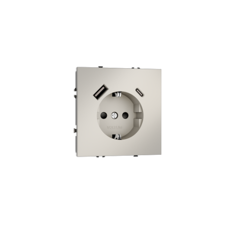 Розетка встраиваемая Voltum S70 с заземлением и защитными шторками, 16А, с USB, A+C, (кашемир)