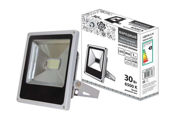 Прожектор светодиодный СДО30-2-Н 30 Вт, 6500 К, серый TDM