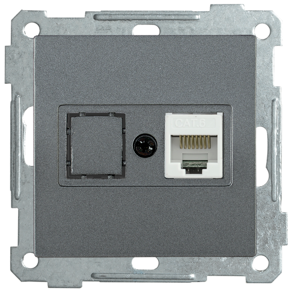 Розетка компьютерная РК10-1-Б RJ45 Cat5e BOLERO антрацит IEK