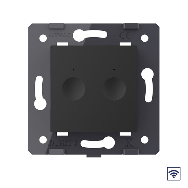 Двухклавишный сенсорный выключатель Module с функцией радиоуправления, цвет черный (механизм) Livolo