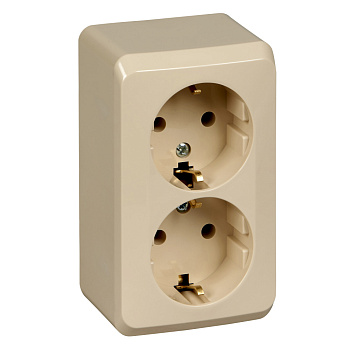 ЭТЮД Розетка ОУ двойная с заземлением без шторок 16А бежевый IP20 (кр.16шт) Schneider Electric