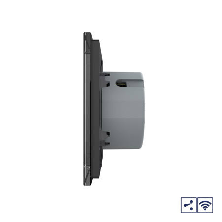 Сенсорный проходной радиоуправляемый выключатель 2 клавиши 1 пост Черный Livolo