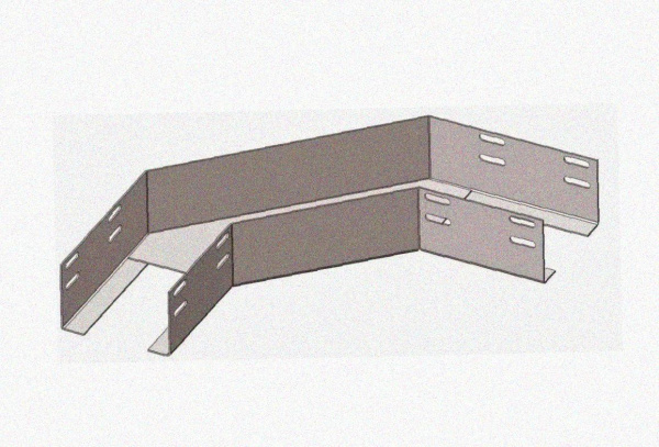 Лоток угловой замковый глухой КГЗГ 50х50-90 УТ1,5 поворот на 90, оцинкованный лист S0,8