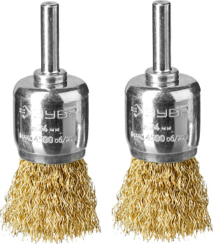 Профессионал. Набор щеток кистевых для дрели, витая стальная латунированная проволока 0,3мм, 24мм, 2шт ЗУБР